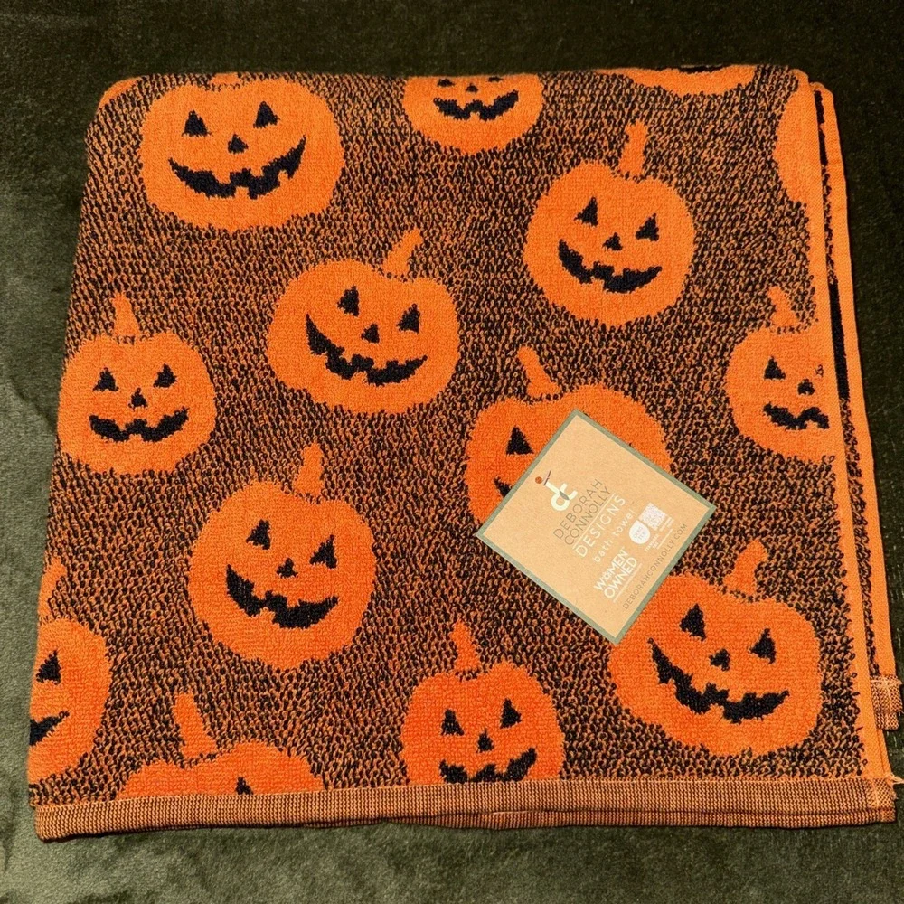 Deborah‎ Connolly Halloween Pumpkin Bath & Hand Towel Set 3pc